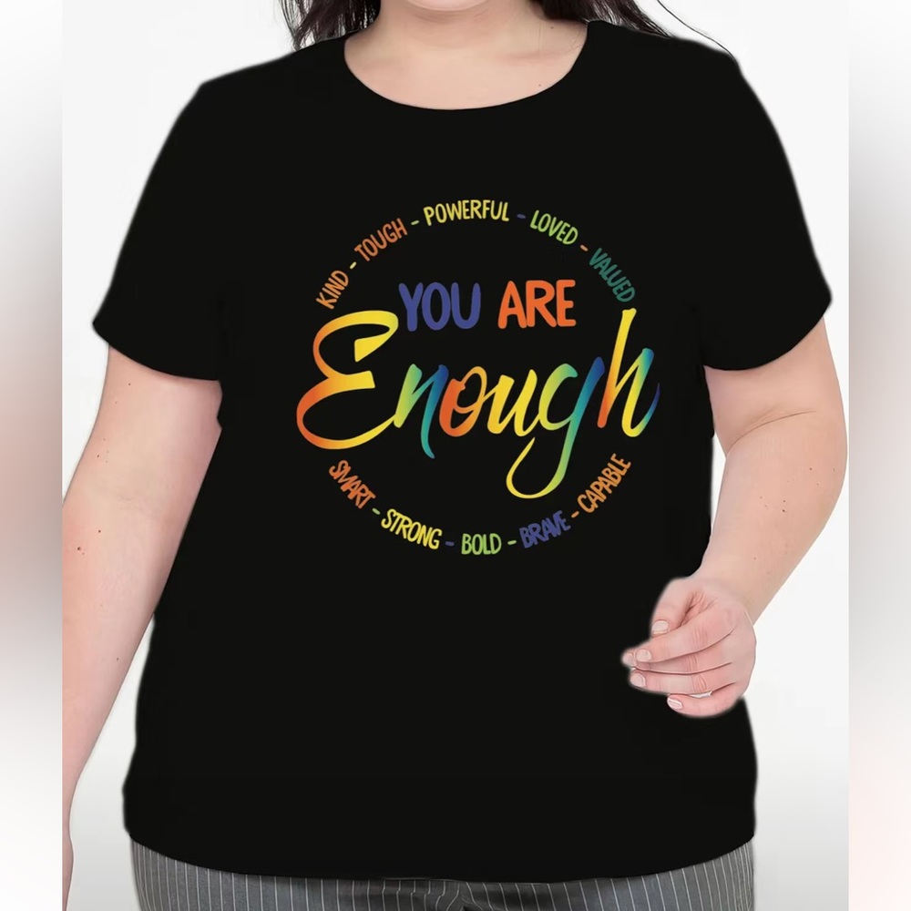 You Are Enough Pride Cotton Round Neck Short Sleeve T-shirt 2X
